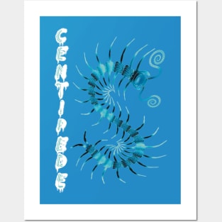 Super Bright Blue Centipede with Spray Paint Posters and Art